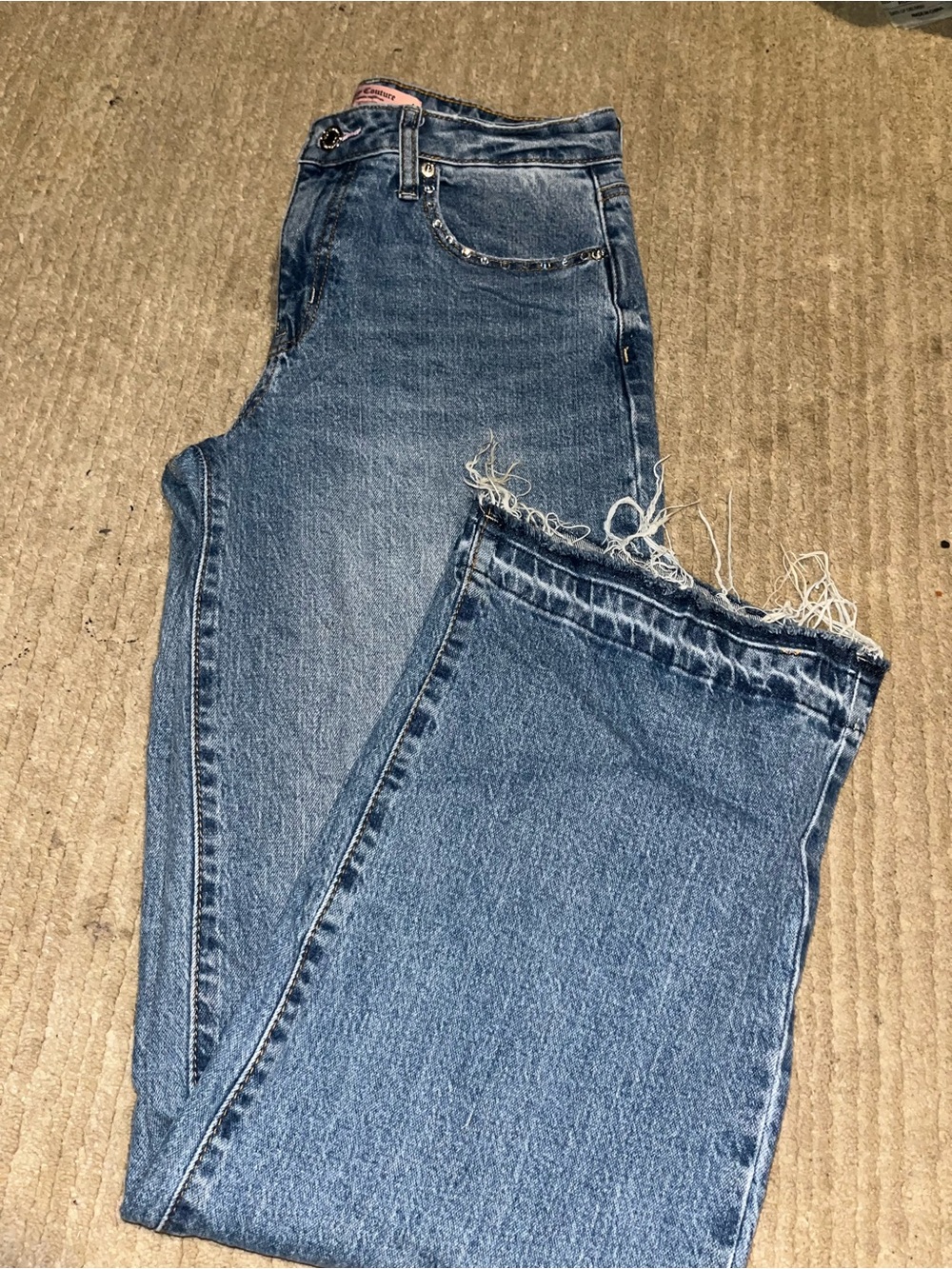Juicy Couture Distressed Blue Wide-Leg Jeans